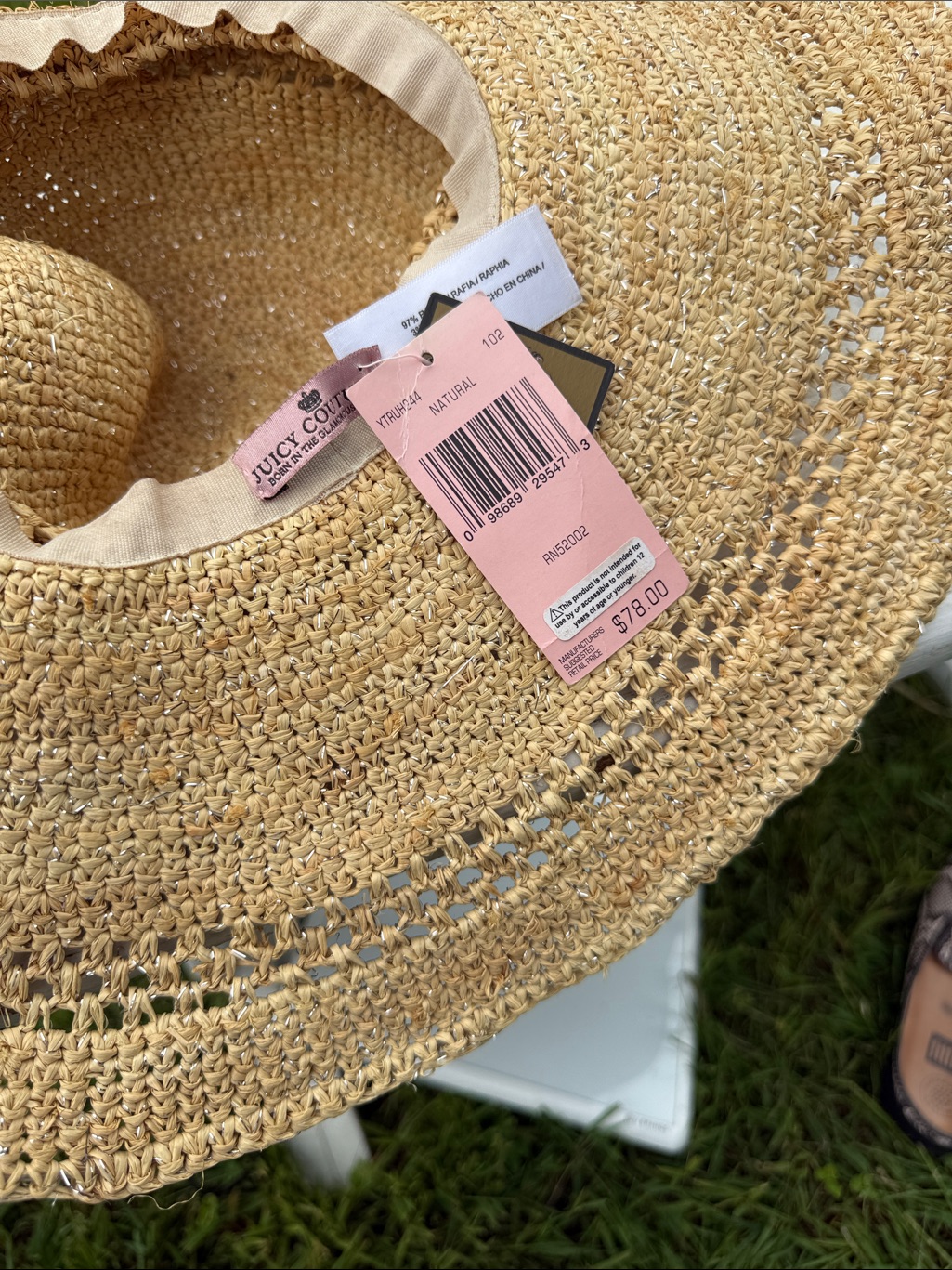 Juicy Couture Natural Beige Woven Sun Hat